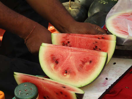 Local market with sellers in the streets of the village.の写真素材