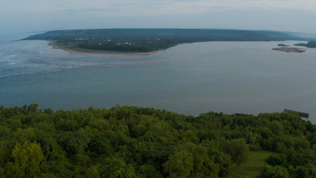 Aerial view of the Baltic Sea coast in Latvia, Europe.