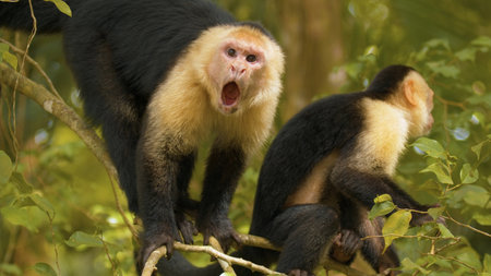 Couple of Capuchin (Cebus capucinus) on the tree
