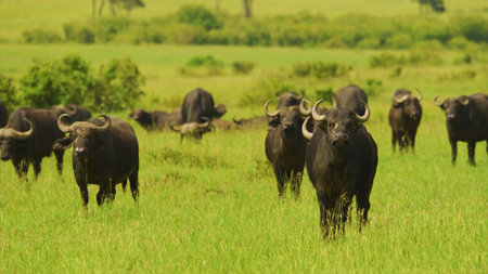 Group of buffalo in the grassland, Chobe National Park, Botswana, Africa