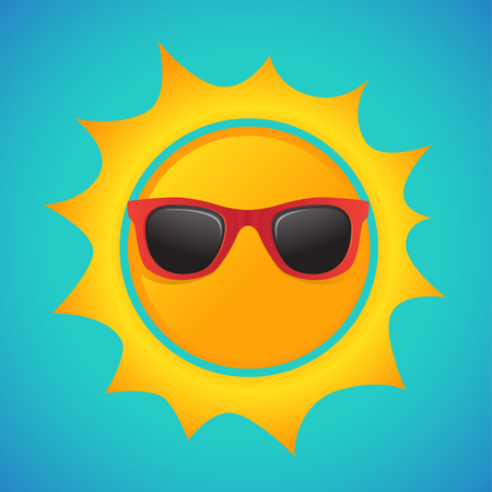 Summer sun with hipster sunglasses. Vector illustration.のイラスト素材