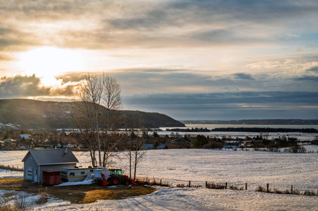 Sunset over a small house in the North Coastの写真素材