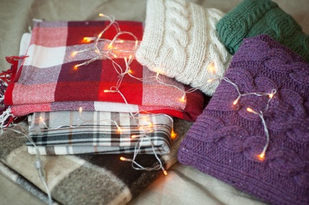 Home decorated in Christmas style. Interior Christmas decorationの写真素材