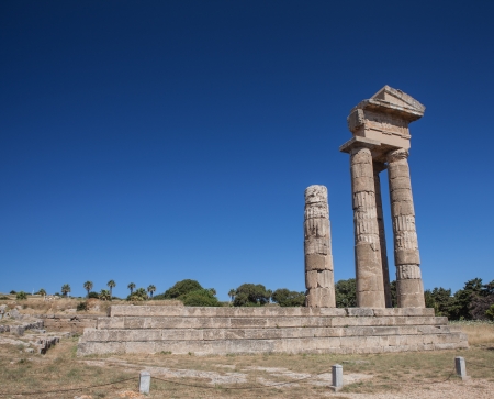 Famous ruins of the Rhodes Acropolis and ancient stadium in Rhodes town の写真素材