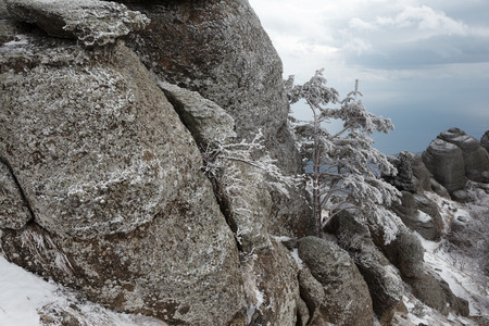 Winter day in the mountainsの写真素材