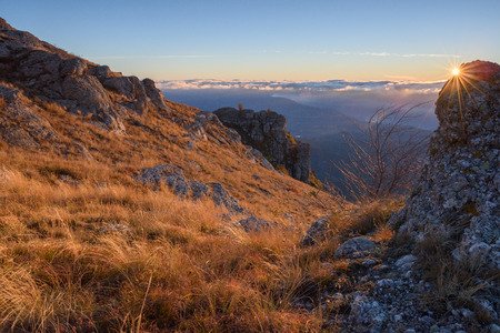 Dawn in the mountainsの写真素材