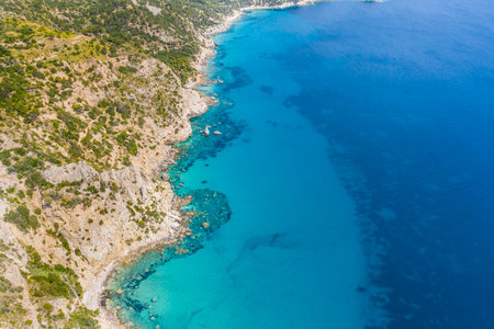 Aerial view of the marine coast of monte argentario in the tuscan maremmaの写真素材