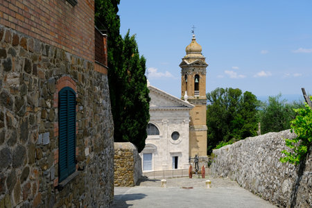 historic center of the medieval town of montalcino in the val d'orciaの写真素材