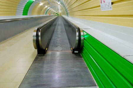 underground pedestrian tunnels for the abatement of pollution in spoleto umbria italyの写真素材