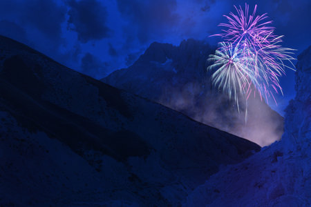 big horn during the Abruzzo fireworksの写真素材