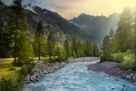 Sarca river in the upper part of the Genoa valley in Trentino