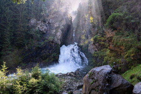 front view of the first waterfall of the Riva complexの写真素材