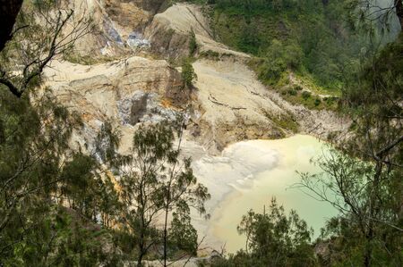 ColourfulÂ Sulphureous Crater lakes Wawo muda volcano in Flores in Indonesiaの写真素材