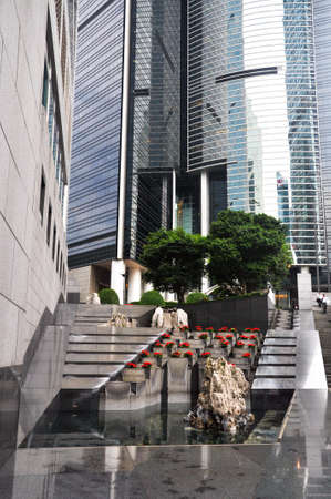 Hong Kong - June, 10 2013: stairs at the Citibank Plaza Towers and Side of Bank of China Buildings...