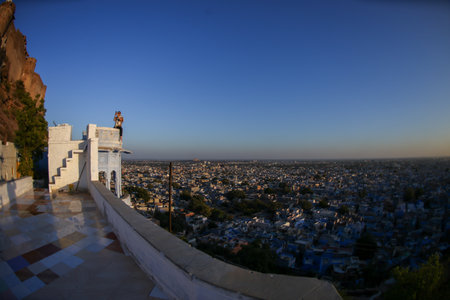 High angle view of Jodhpur, the blue city. Rajasthan, Indiaのeditorial素材