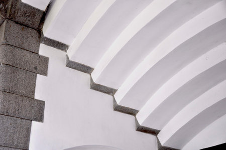 View of internal space. Close-up of the celing decoration.の写真素材