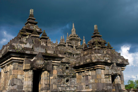 Parambanan, Java, Indonesia - May 28, 2015: Candi Plaosan, also known as the Plaosan Complex, is one of the Buddhist temples located in Bugisan village, Prambanan districtの写真素材
