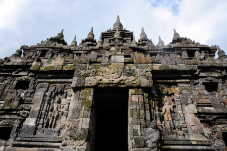 Parambanan, Java, Indonesia - May 28, 2015:  Facade with gate of the 9th-century Hindu temple near Yogyakarta and a UNESCO World Heritage Siteの写真素材