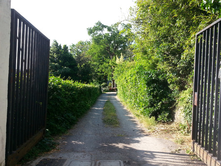 A nice garden and its pretty avenue in the periphery of Triesteの写真素材