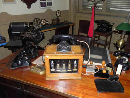 Playing an old post office in the railway museum of Trieste, Italyのeditorial素材