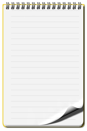 Notepad lined sheets open and empty with the ability to write text.の写真素材