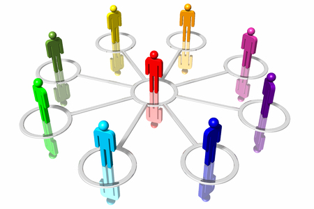 Human icons, men and women, are ideally connected and connected.の写真素材