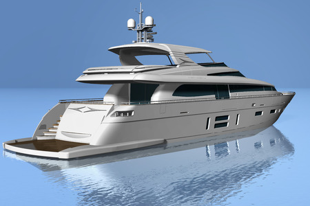 Yacht in the middle of the sea with the sky background.の写真素材
