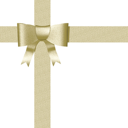 Ribbon for golden package on white backgroundの写真素材