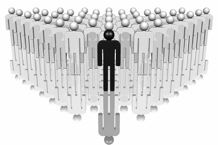 Leader. Black person in front of gray people.の写真素材