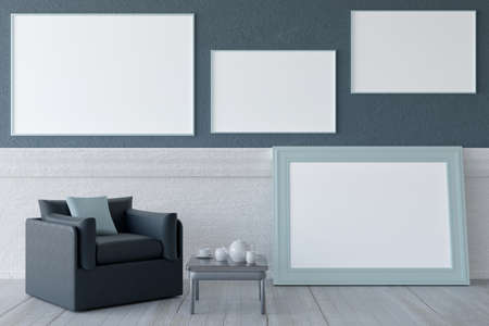 Home environment. Lounge with sofa, armchairs and furnishing elements.の写真素材