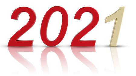 3d illustration. New Year 2021. New Year, 2021 in numbers to celebrate the arrival of the new year.