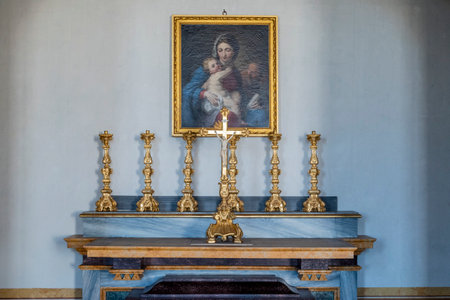 Stupinigi, Turin, Italy - July 05, 2022: Interior of the hunting lodge of Stupinigi. Interior of the...