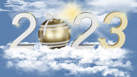 3d illustration. New Year 2023. New Year, 2023 in numbers, to celebrate the arrival of the new year,...