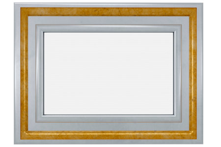 Gold and silver, gold and silver frame, with central empty space for possible insertion of images or...