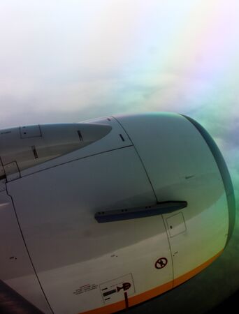 interesting image of the turbine of 737 aircraft during the phase of flight and landingの写真素材