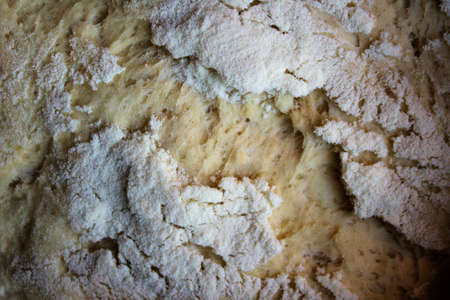 evocative close-up image of homemade bread during risingの写真素材