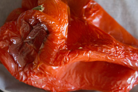 evocative image of a grilled red pepper ready to be savoredの写真素材