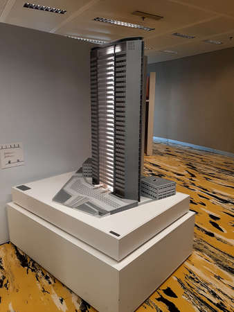 evocative image of the model of the Pirelli skyscraper in Milan