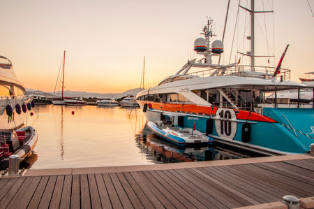 SARDINIA - Aug 2013 Marina di Olbia yacht Aureliaのeditorial素材