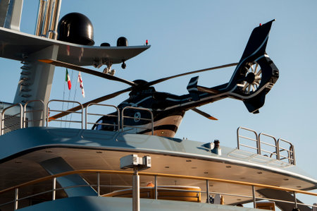 Yacht with helicopter