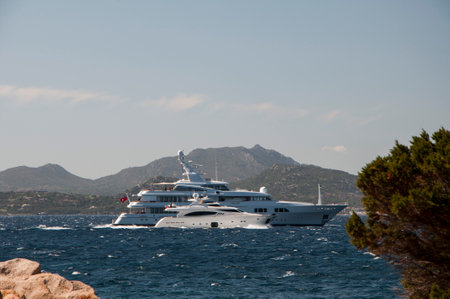 Maxi yacht and small yacht sardinia のeditorial素材