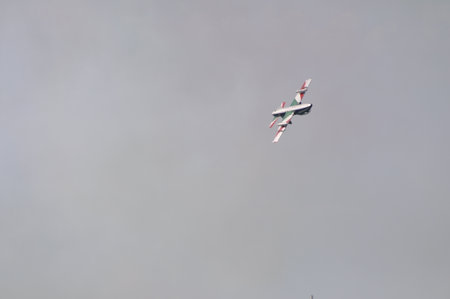 Pesaro Italy - 31 July 2016: The Italian demonstration team Frecce Tricolori air show