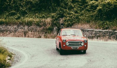 Thousand miles in 2015 italy history vintage car backのeditorial素材