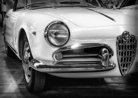 RIMINI, Italy - Febrary 12, 2017: Alfa Romeo Giulia spider vintage car rallyのeditorial素材