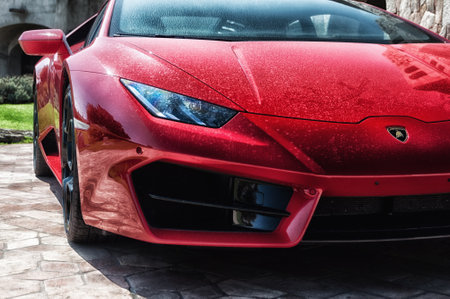 PORTO CERVO, ITALY - AUGUST 08 2017: Sports car Lamborghini Huracan LP 610-4 2014のeditorial素材