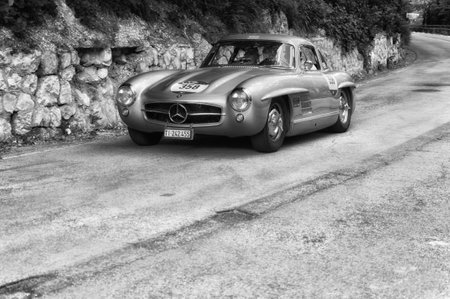 GOLA DEL FURLO, ITALY - MAY 19: MERCEDES-BENZ 300 SL COUPE W 198 1955 on an old racing car in rally...