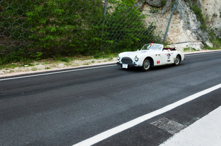GOLA DEL FURLO, ITALY - JULY 19: CISITALIA 202 CABRIOLET 1948 on an old racing car in rally Mille Miglia 2017 the famous Italian historical race (1927-1957) on May 19 2017のeditorial素材