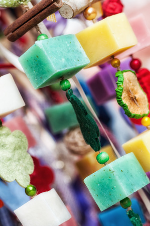 Christmas tree decoration bauble on decorated christmas treeの写真素材