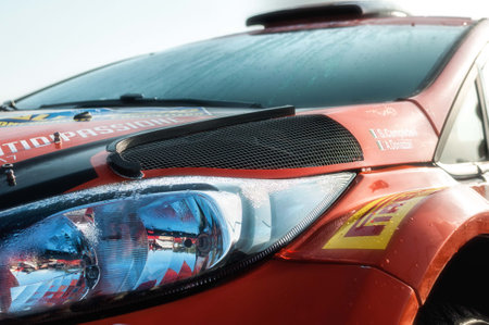 SANMARINO, SANMARINO - OCT 21, 2017: FORD FIESTA R5 in old racing car rally THE LEGEND 2017 the famous SAN MARINO historical raceのeditorial素材