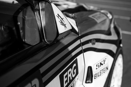 SANMARINO, SANMARINO - OCT 21, 2017: LANCIA DELTA INT 16V 1994 in the old racing car rally THE LEGEND 2017 the famous SAN MARINO historical raceのeditorial素材